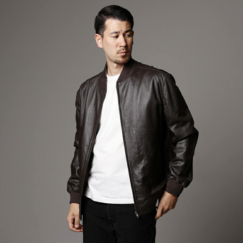 楽天市場】革ジャン メンズ MA-1 本革 ライダースジャケット レザー
