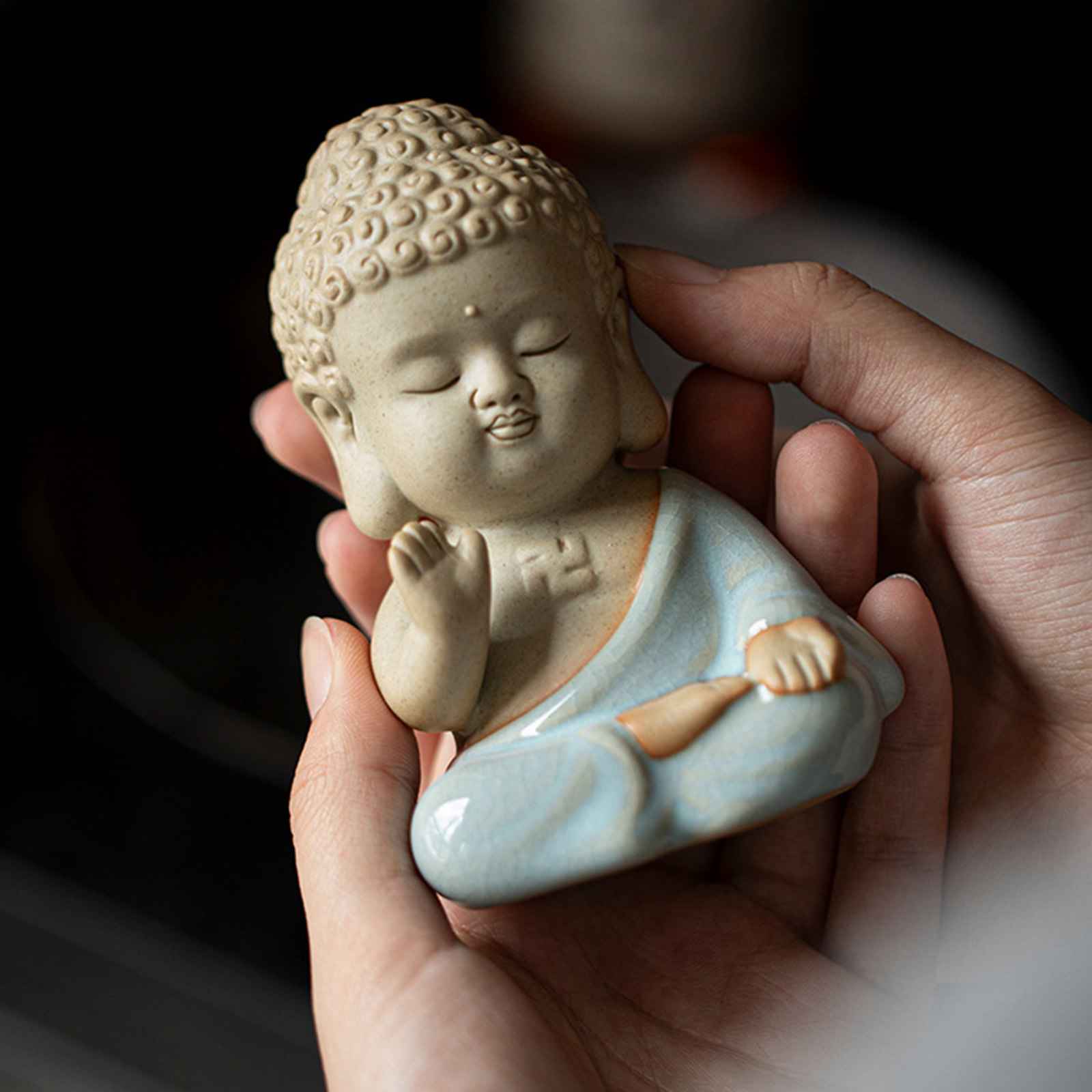 楽天市場】置き物 釈迦如来 陶器製 可愛い 手のひらサイズ ミニチュア