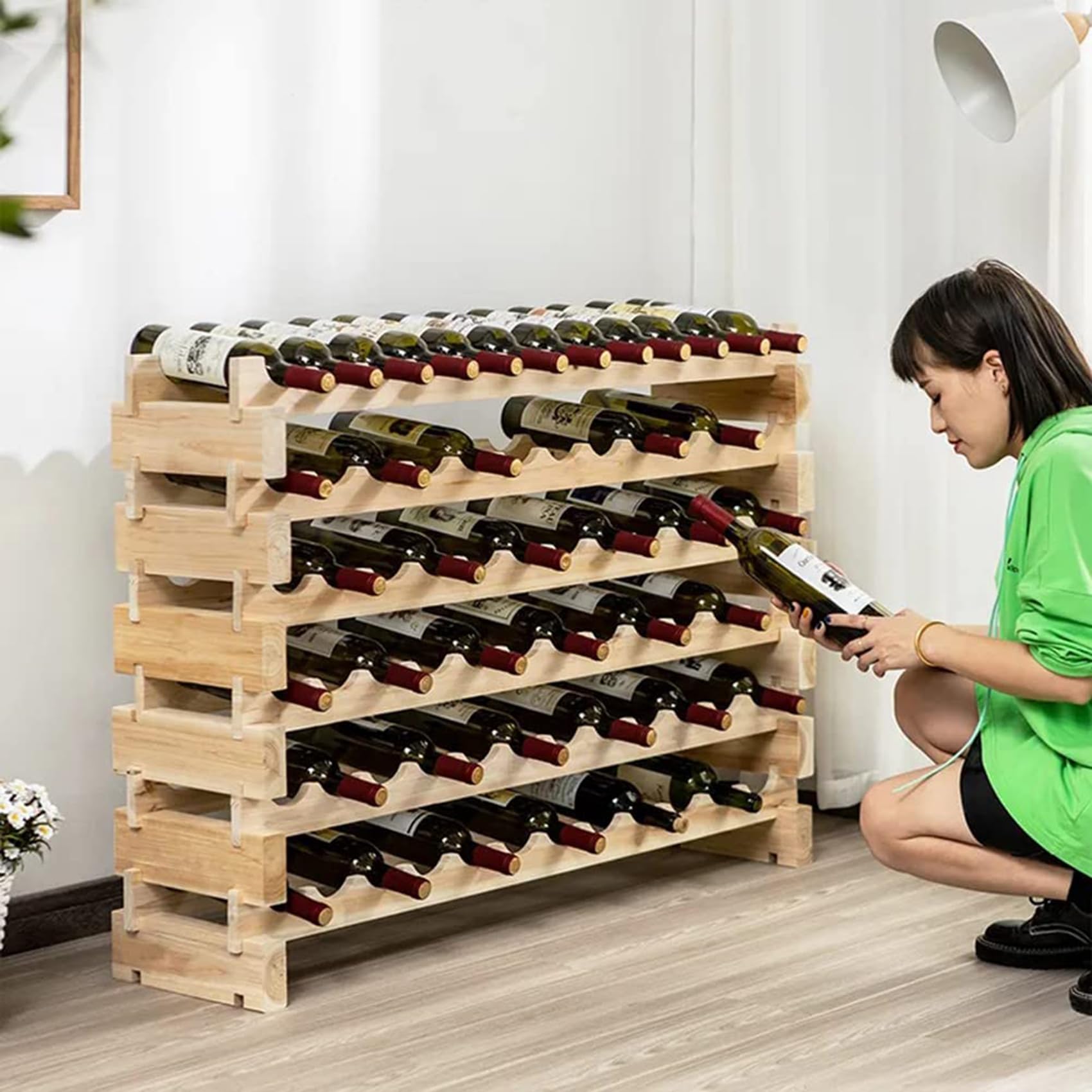 楽天市場】ワインラック ワインホルダー 木製 6段 積み重ね式 ホルダー