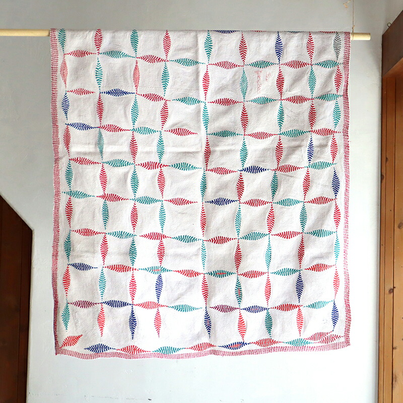 楽天市場】インド カンタ刺繍 パッチワーク/ラリーキルト 古布