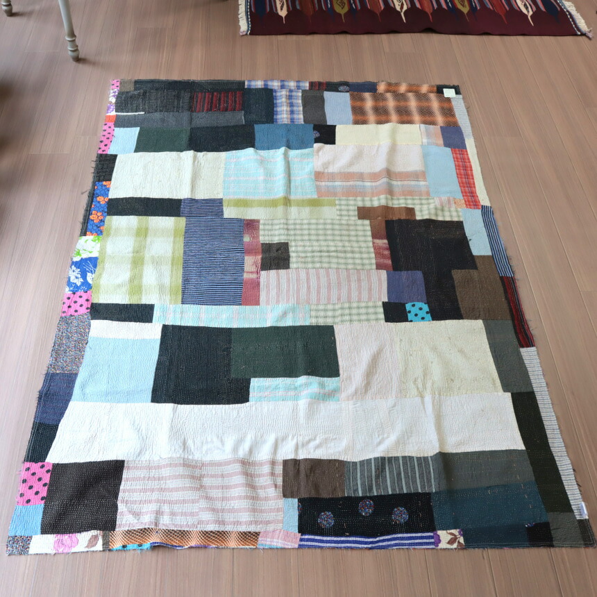 楽天市場】インド カンタ刺繍 パッチワーク ラリーキルト ヴィンテージ