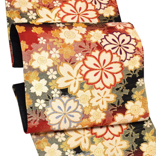 楽天市場】振袖 帯「赤×黒 桜尽くし」日本製 西陣織 西陣織証紙番号 No