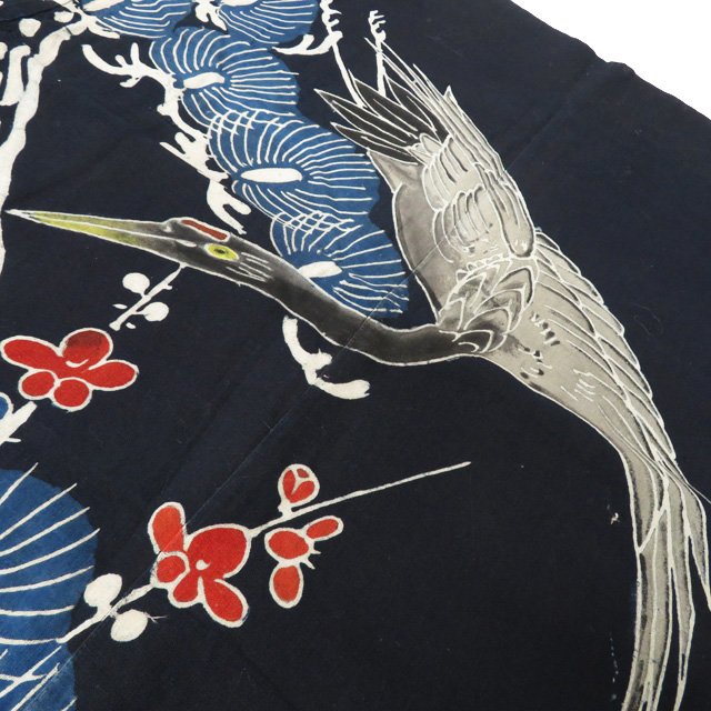 楽天市場】藍染 筒描き 筒書き つつがき 鶴 亀 松竹梅 古裂 時代布
