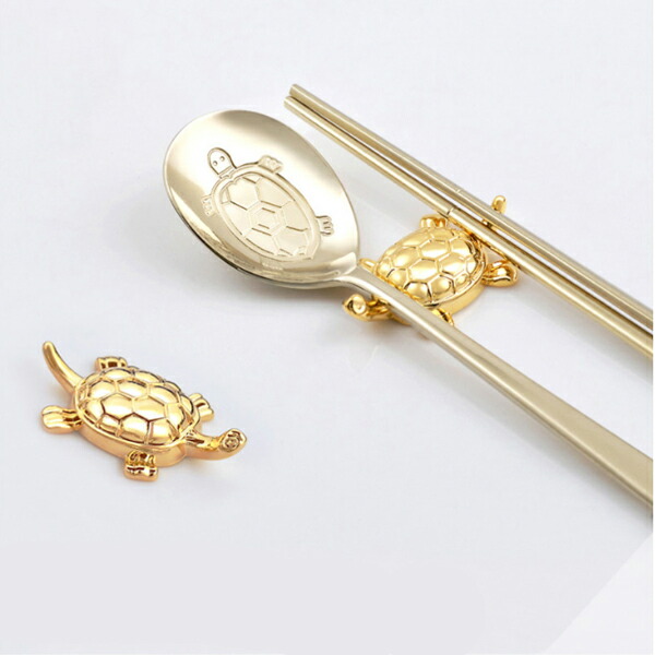 楽天市場】H.JIN 健康 亀 チタン 箸スプーンペアセット 亀 カトラリー