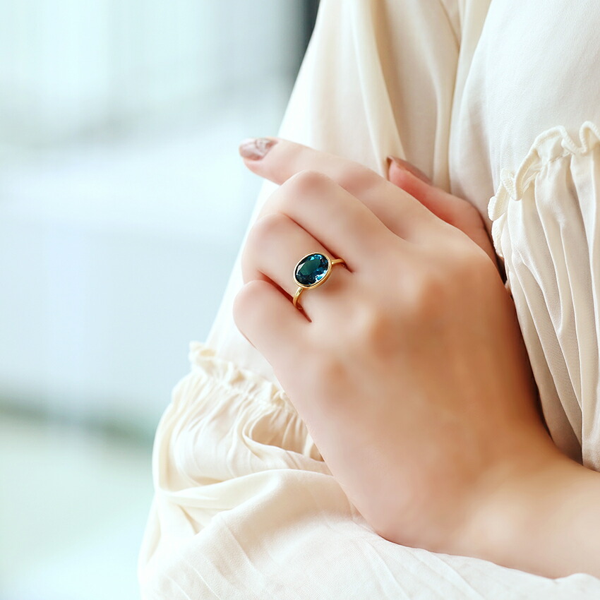 楽天市場】大粒 10×8ミリ ロンドンブルートパーズ K10ゴールド リング