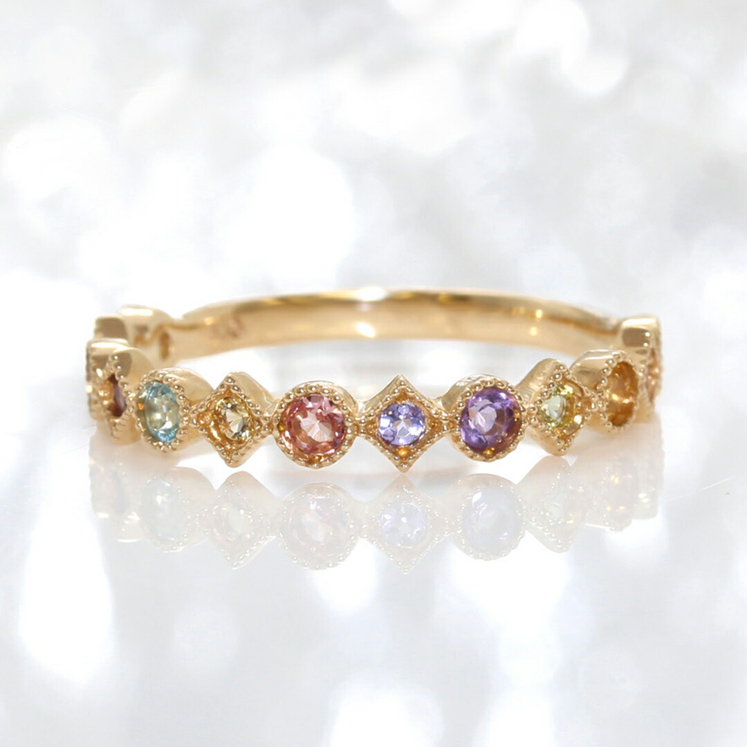 楽天市場】虹色 マルチカラーストーン K10 カラーゴールド ハーフ