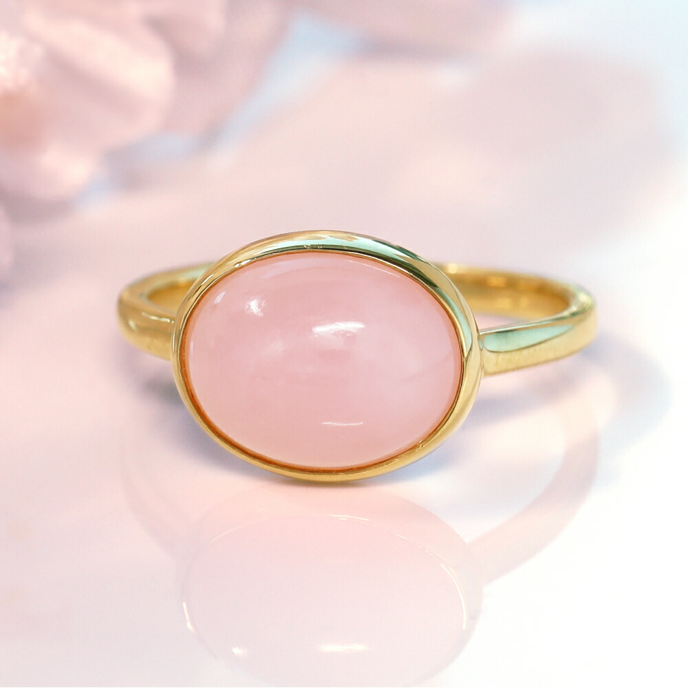 楽天市場】ピンクオパール カボションカット 大粒リング「ハウ」10K