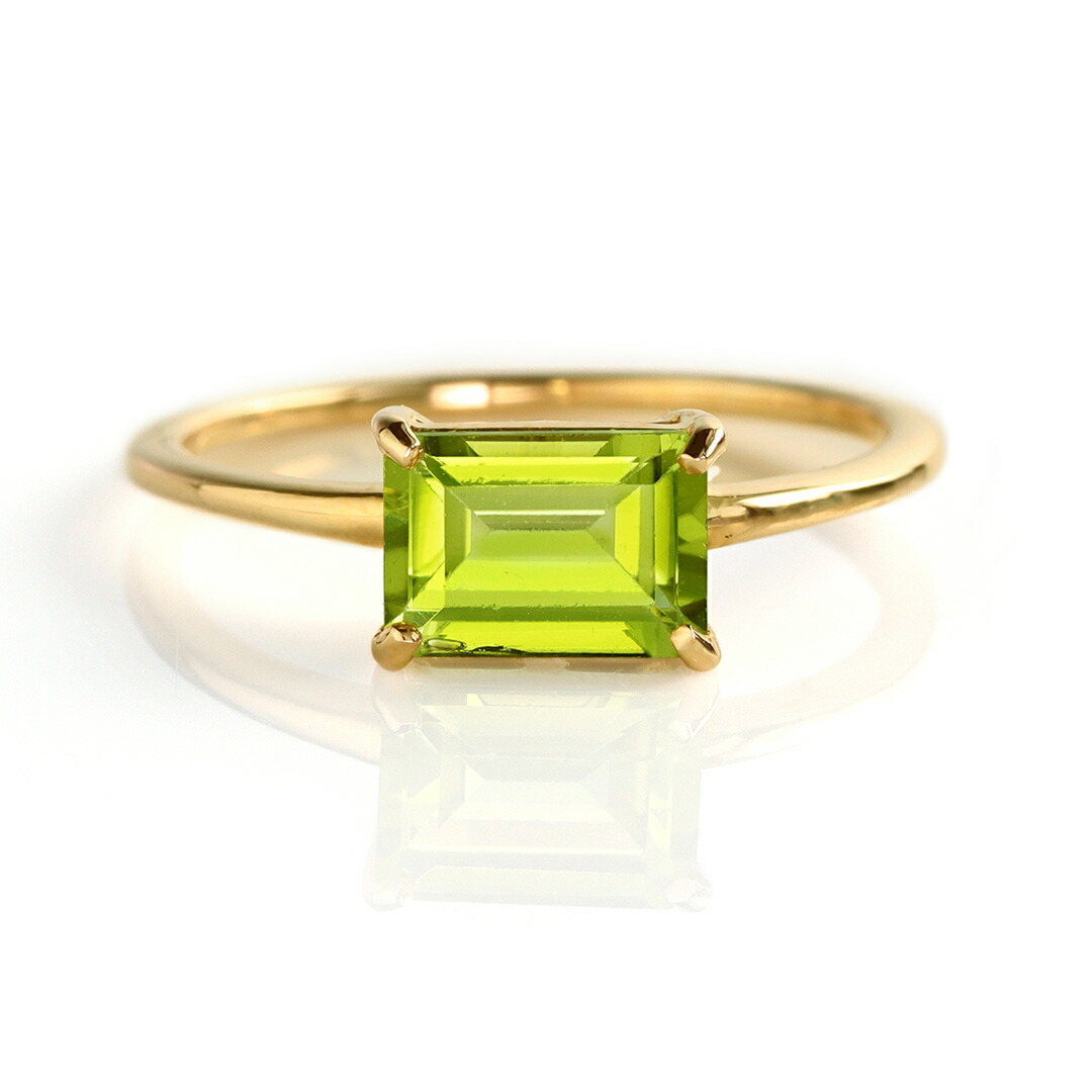 楽天市場】バケットカット ペリドット K10 K18 カラーゴールドリング