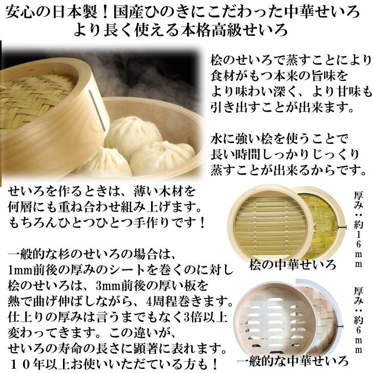 楽天市場】ひのき せいろ 1段 27cm 中華せいろ 日本製 檜 蓋付 セット