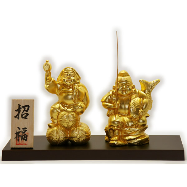 楽天市場】金箔貼 恵比寿・大黒天置物「こがね 福えびす・大黒セット