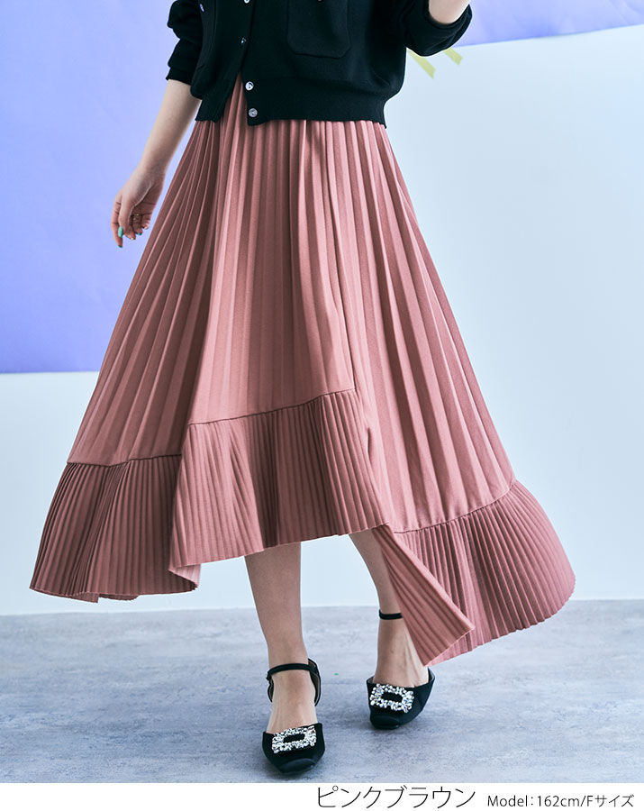 楽天市場】スカート《アシンメトリーラッフルプリーツスカート 全10色