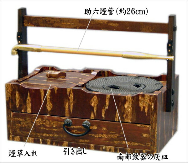 楽天市場】【完売】秋田角館 桜皮細工 一福 桜皮 手付 煙草盆 + 助六