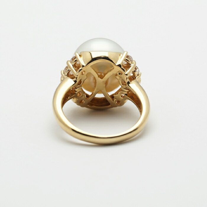 楽天市場】K18 南洋真珠 リング セミバロック12mmup 白蝶パール 18金