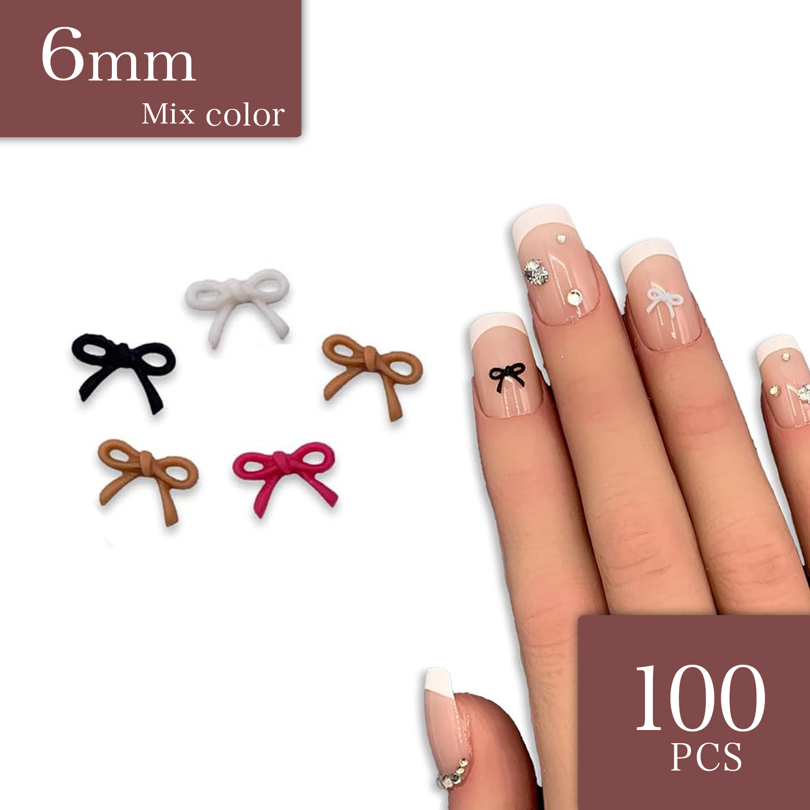 楽天市場】ネイルパーツ リボン ミニ 6mm ミックス 艶消し 100個