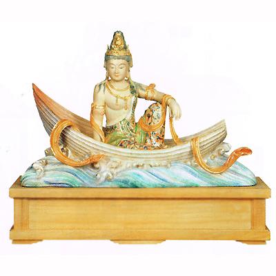 楽天市場】【寺院用】 仏像 一葉観音 楠製 淡彩色割寸6寸(18cm)【納期