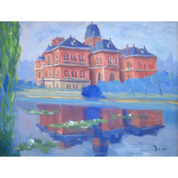 楽天市場】伊藤 仁「北海道庁之池」油絵・F6号 札幌の古い建物、風景を