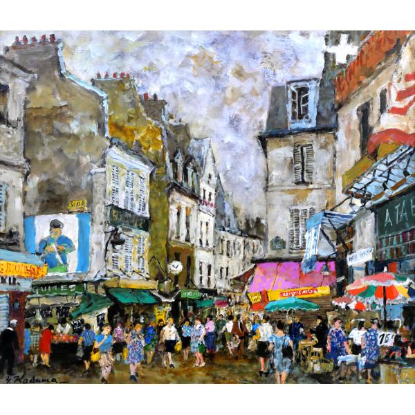 楽天市場】児玉 幸雄「パリーの朝市」油絵・F10号 日動画廊取扱画家