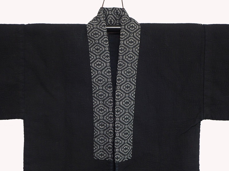 楽天市場】刺し子 半纏 野良着 縞 木綿 藍染 0001 ボロ 絣 コート