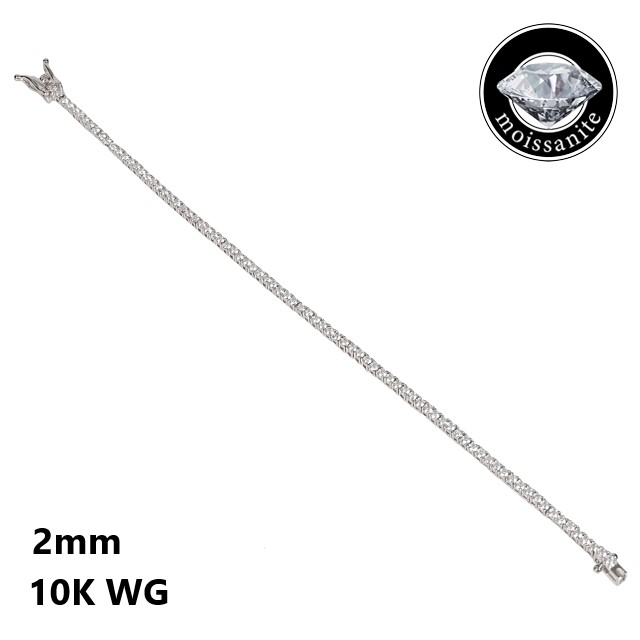 楽天市場】10K WG モアサナイト アクセサリー ブレスレット 2mm