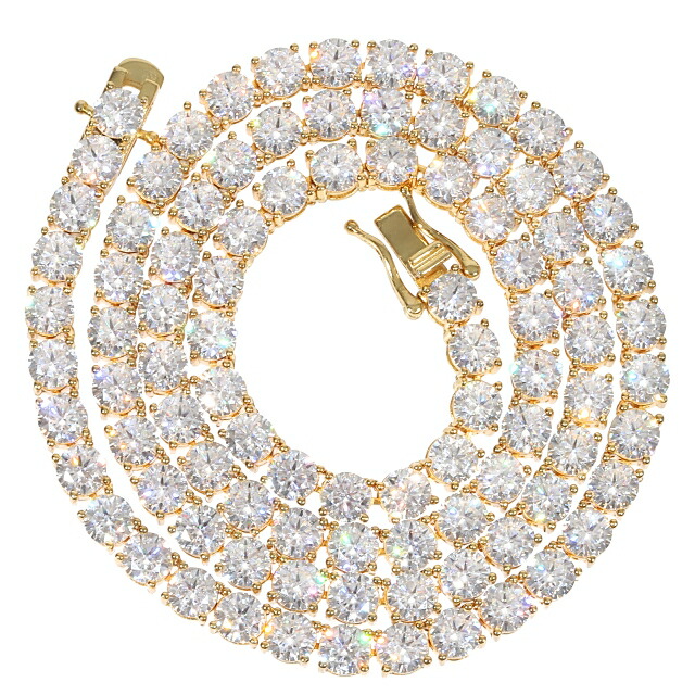 楽天市場】モアサナイト 5mm テニスネックレス ゴールド