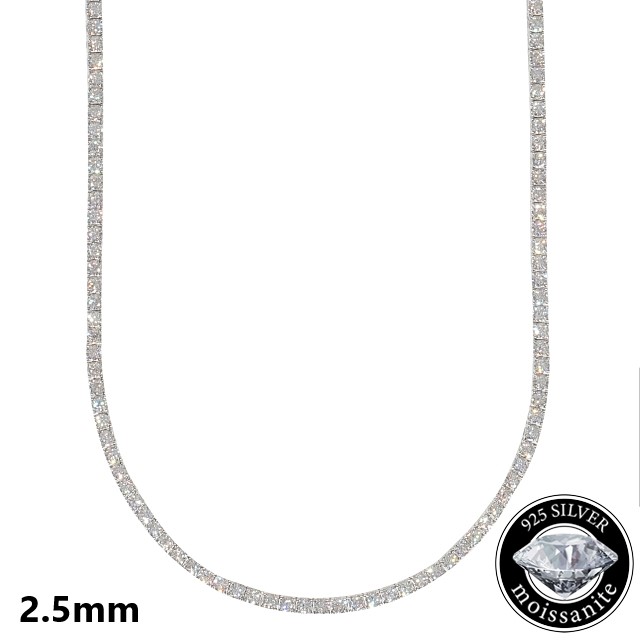 楽天市場】モアサナイト ネックレス アクセサリー 2.5mm シルバー