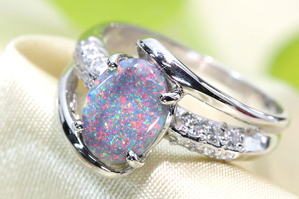 楽天市場】ブラックオパール リング/指輪 0.976カラット プラチナ900