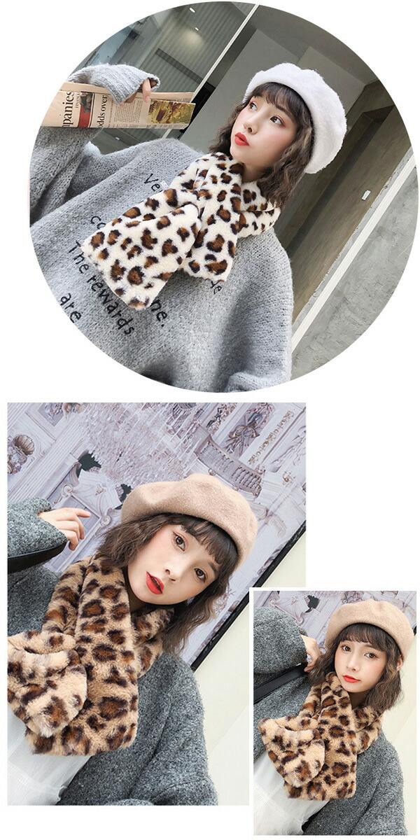 楽天市場】3B33 最終在庫処分 暖かヒョウ柄ファーマフラー ファー ティ