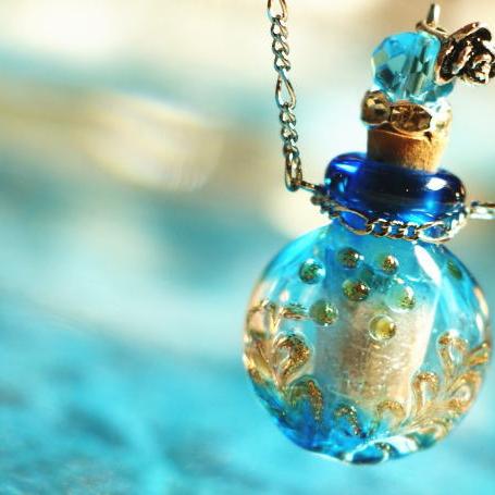 楽天市場】『 香水瓶ペンダント / ラウンド・ブルー』 母 ネックレス