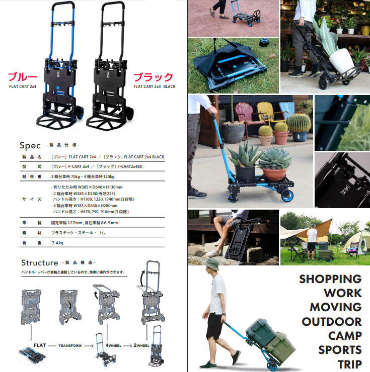 楽天市場】花岡車両 HANAOKA ブルー F-CART 2x4 フラットカート