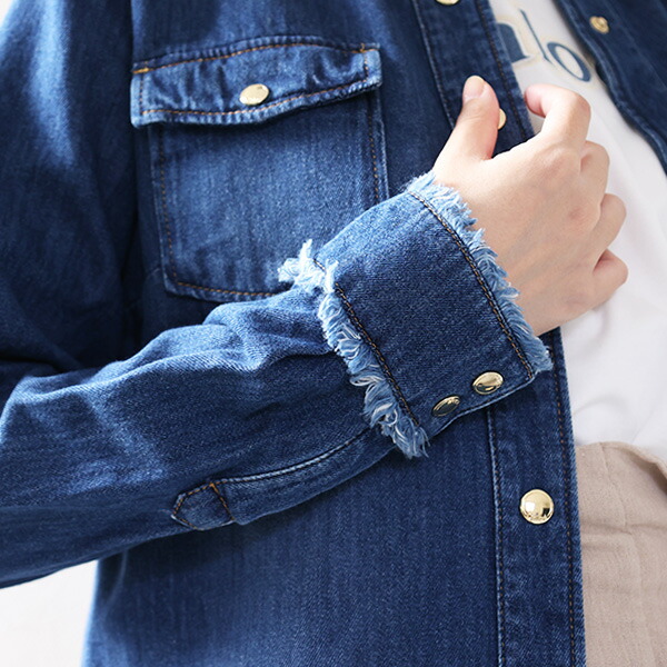 楽天市場】Chloe クロエ Frayed Denim Shirts フレイド デニムシャツ