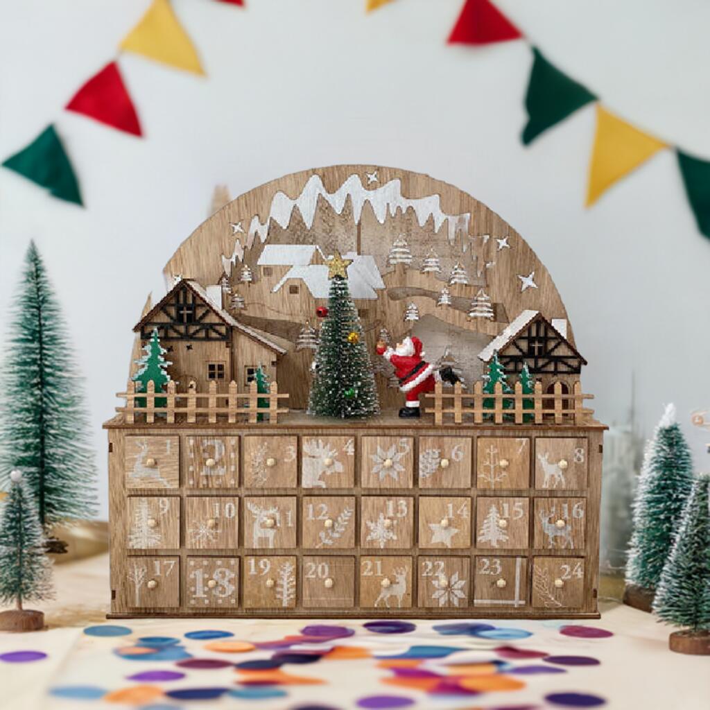 楽天市場】【LEDライト付き】 ウッド アドベントカレンダー ライト