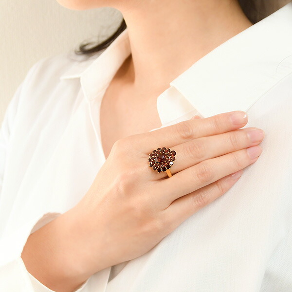 楽天市場】碌山 ガーネット リング ワインレッドきらめくドロップ