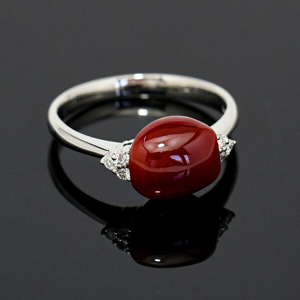 楽天市場】血赤珊瑚 ダイヤモンド プラチナ Pt900 リング 12号 深い