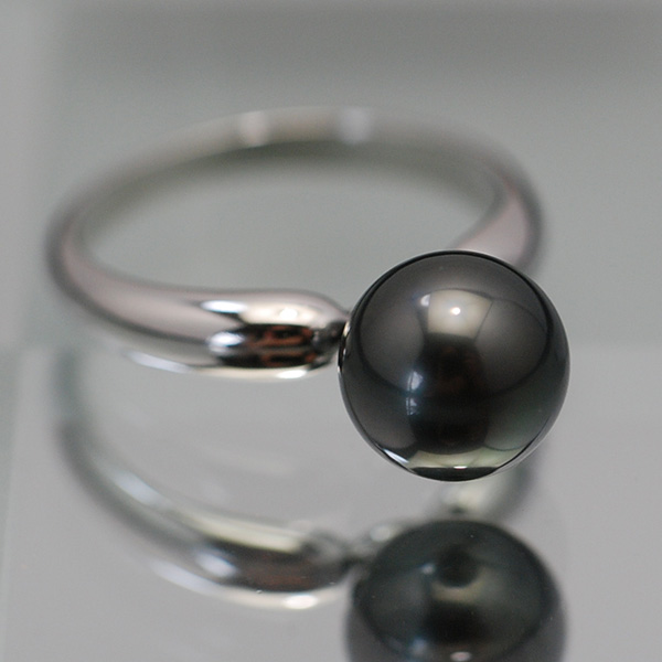 楽天市場】【サイズアップ版】9mm 黒蝶真珠 リング 冠婚葬祭OK