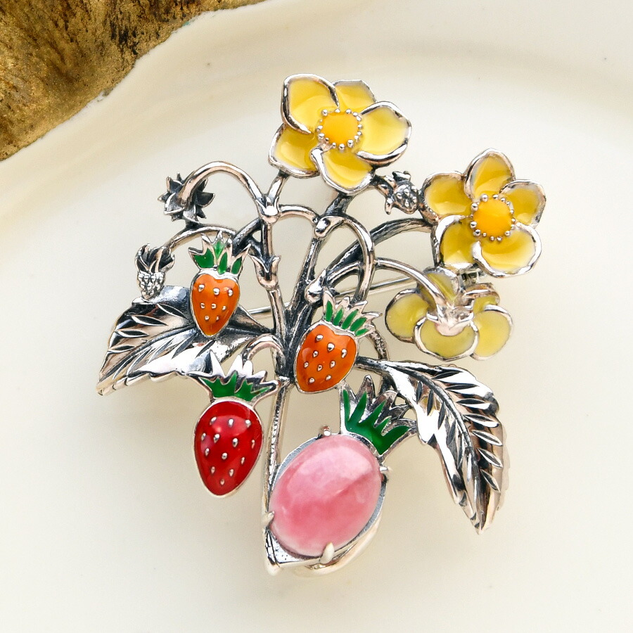 楽天市場】碌山 インカローズ オランダイチゴ ブローチペンダント