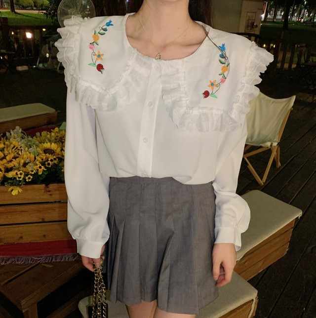 楽天市場】花柄 刺繍 シャツ ブラウス レディース 長袖 トップス 春 秋