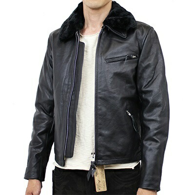 楽天市場】襟ボア付 シングルライダース バッファローレザー 水牛革 革