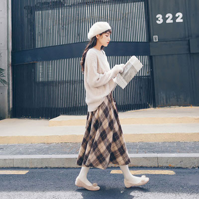 楽天市場】マキシスカート チェック柄 厚手 レディース ロングスカート