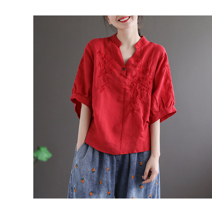 楽天市場】【送料無料】リネンブラウス リネン ブラウス 刺繍