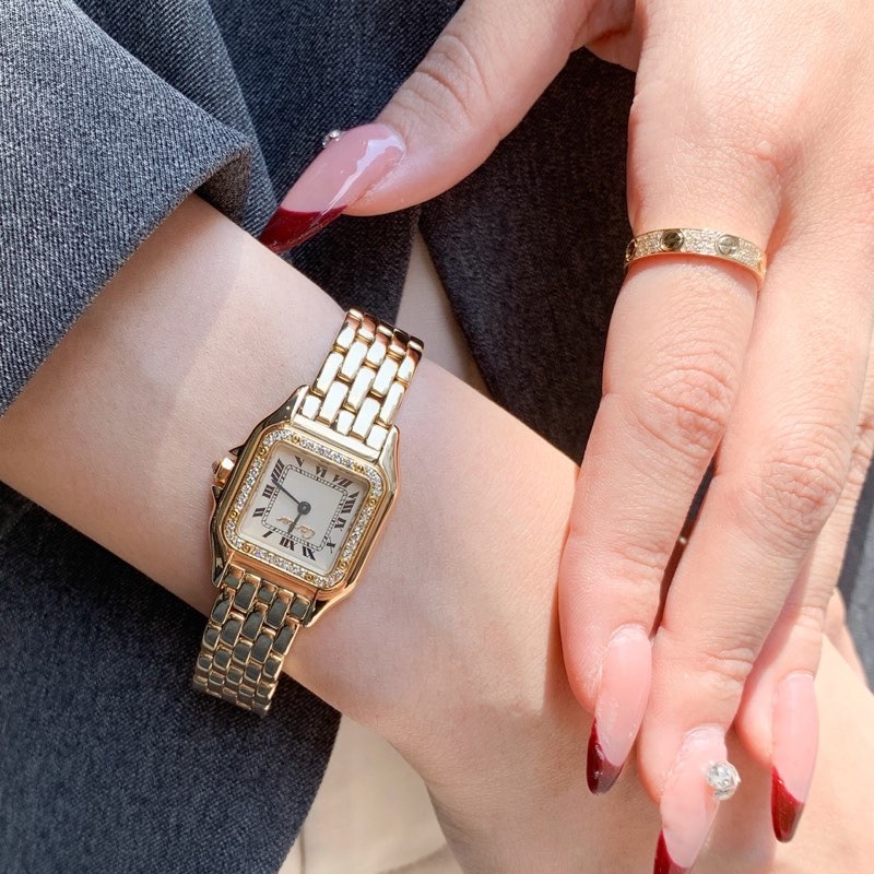 楽天市場】【OH済】カルティエ パンテール SM K18YG ロゴ立体文字盤