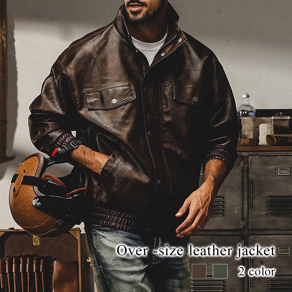 楽天市場】ライダースジャケット メンズ オーバーサイズレザー