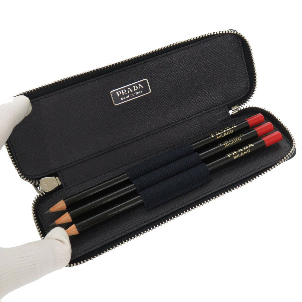 楽天市場】未使用 プラダ サフィアーノレザー ネイビー ペンケース