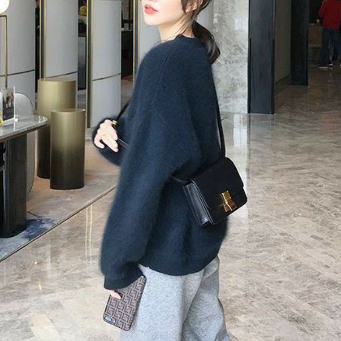 楽天市場】2023年 秋冬 新作 2color フェイク モヘア クルーネック