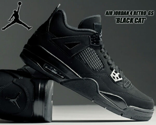 楽天市場】NIKE AIR JORDAN 4 RETRO (GS) BLACK CAT black/black-lt