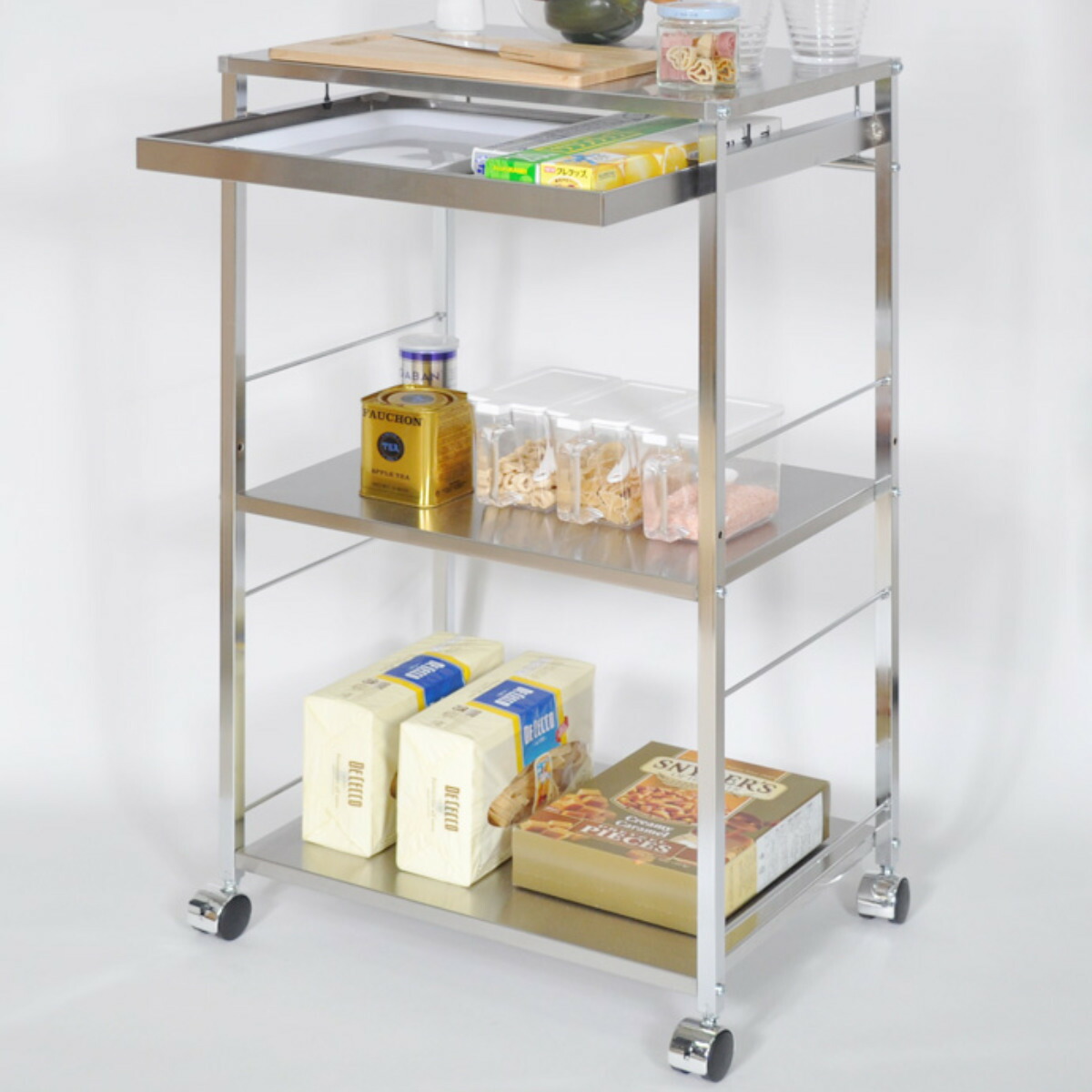 楽天市場】キッチンワゴン ステンレス作業台ワゴン引き出し付 幅50cm