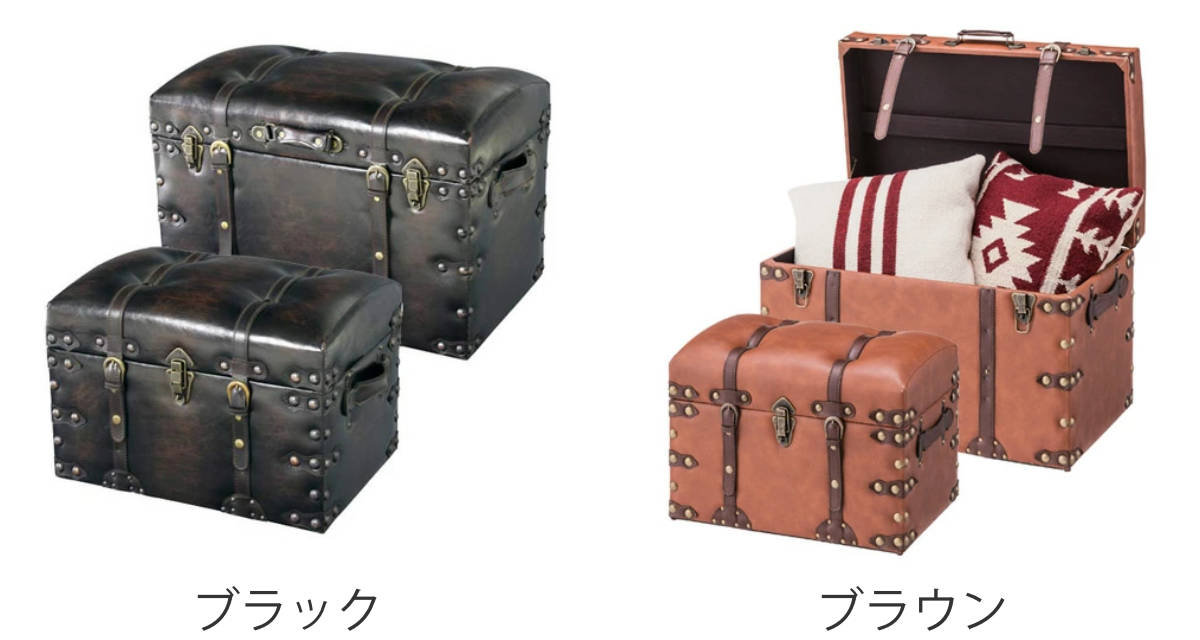 楽天市場】収納スツール 大小2個セット 宝箱 レザー調 （ 送料無料