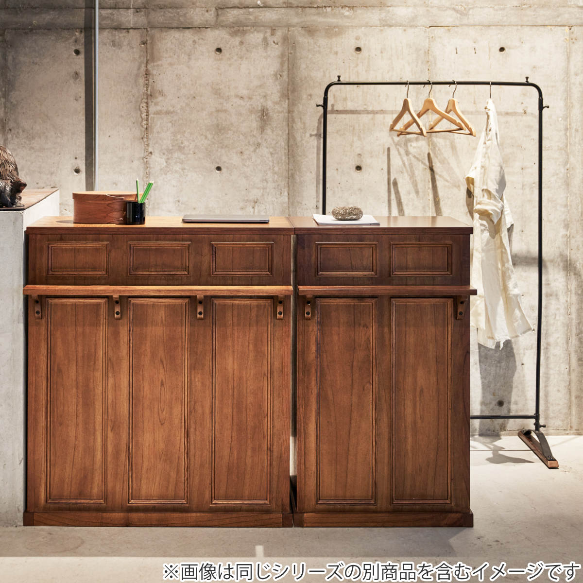 楽天市場】カウンター 天然木 背面収納 引出し付 幅60cm （ 間仕切り