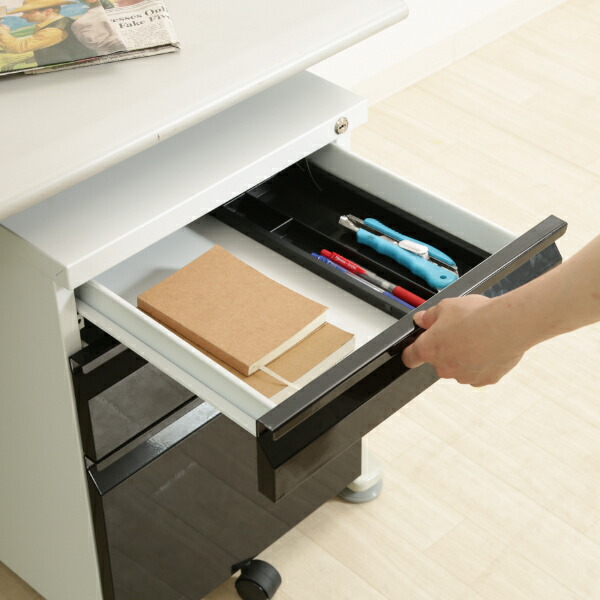 楽天市場】デスクワゴン 高さ59.5cm デスク キャビネット 引き出し 鍵