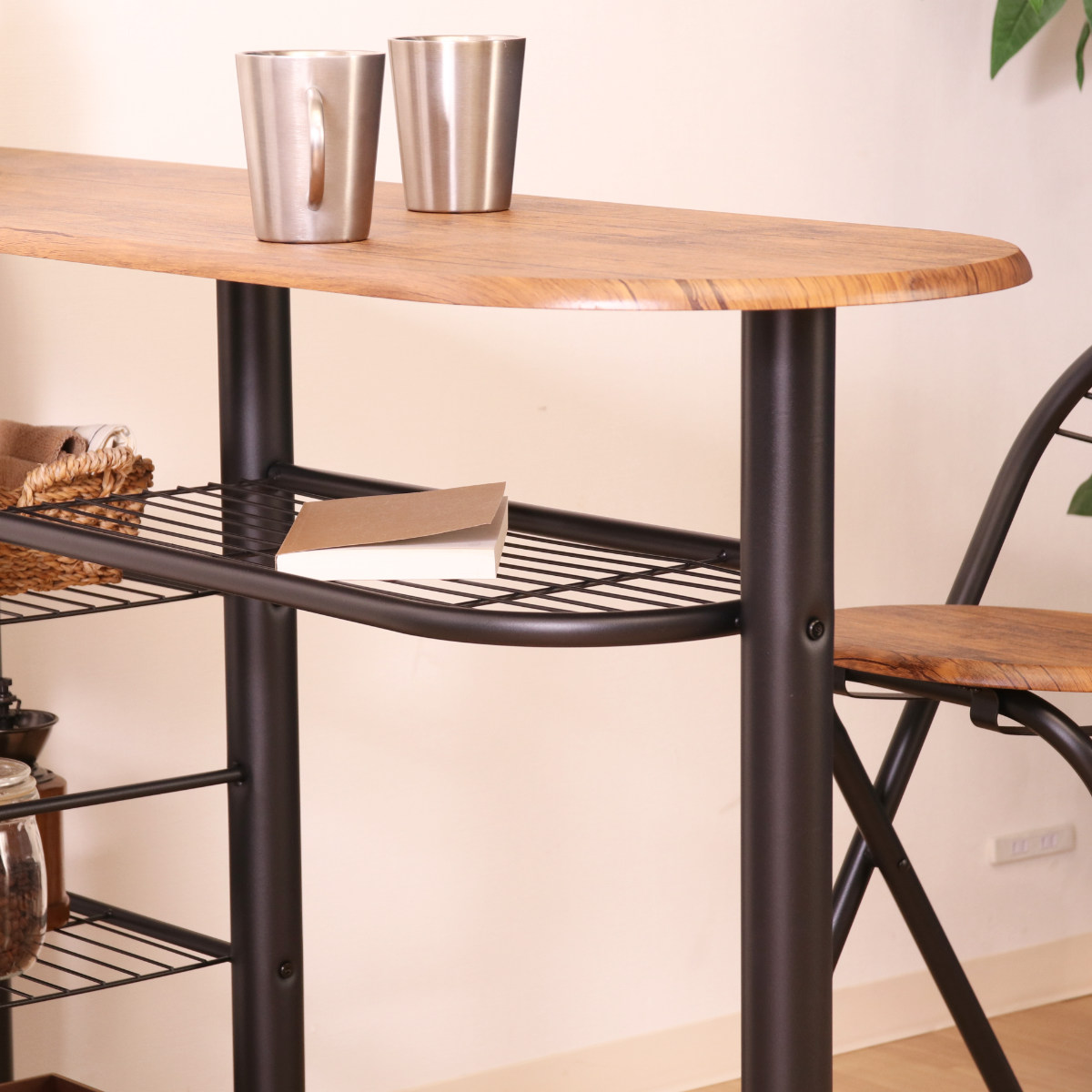 楽天市場】カウンターテーブル 3点セット 棚付 テーブル×1 チェア×2