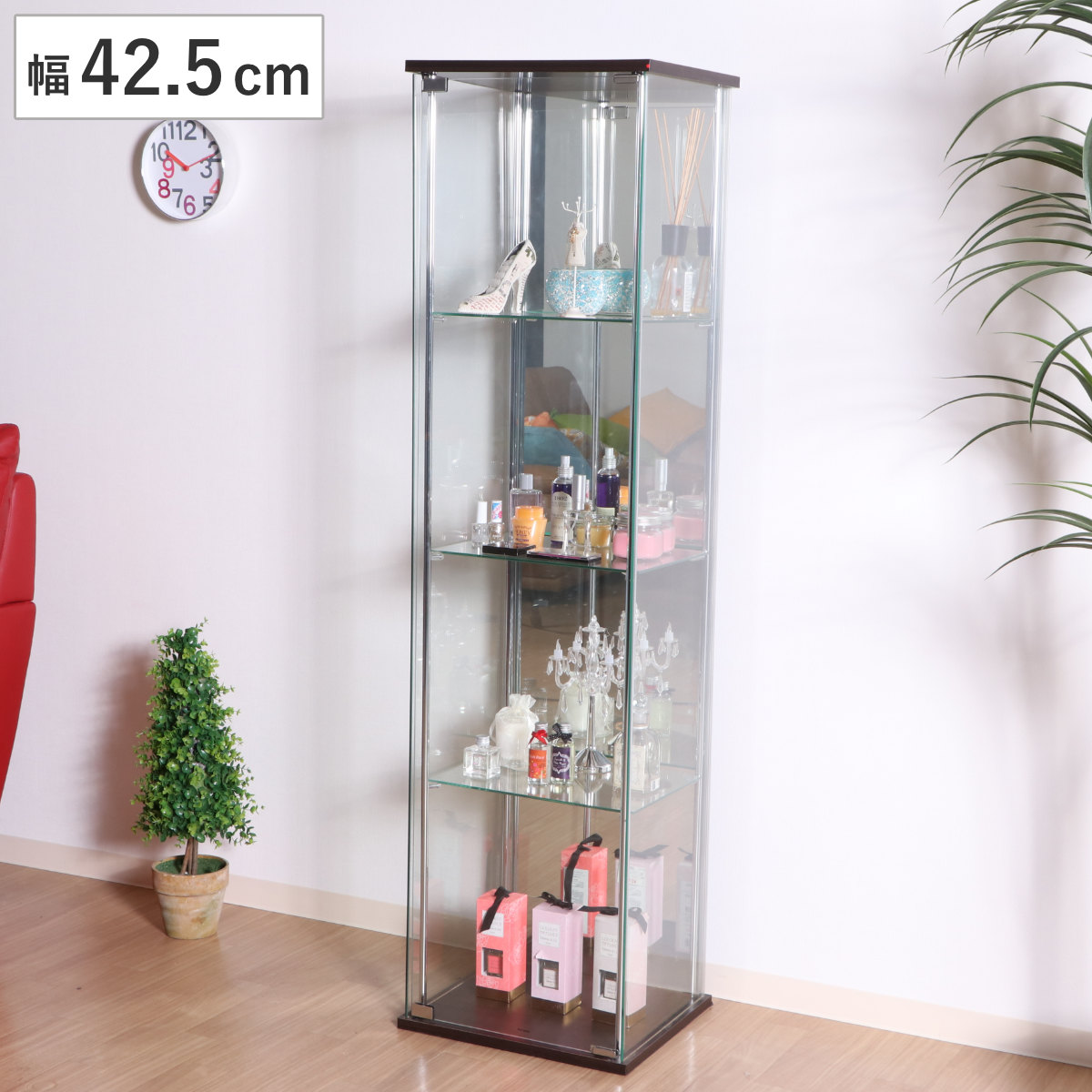 楽天市場】ショーケース 幅42.5cm 4段 背面ミラー コレクションケース